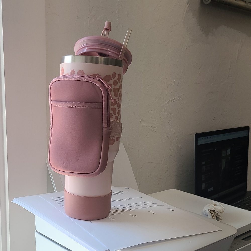 Pink Travel Tumbler with Pocket Sleeve - Unbranded